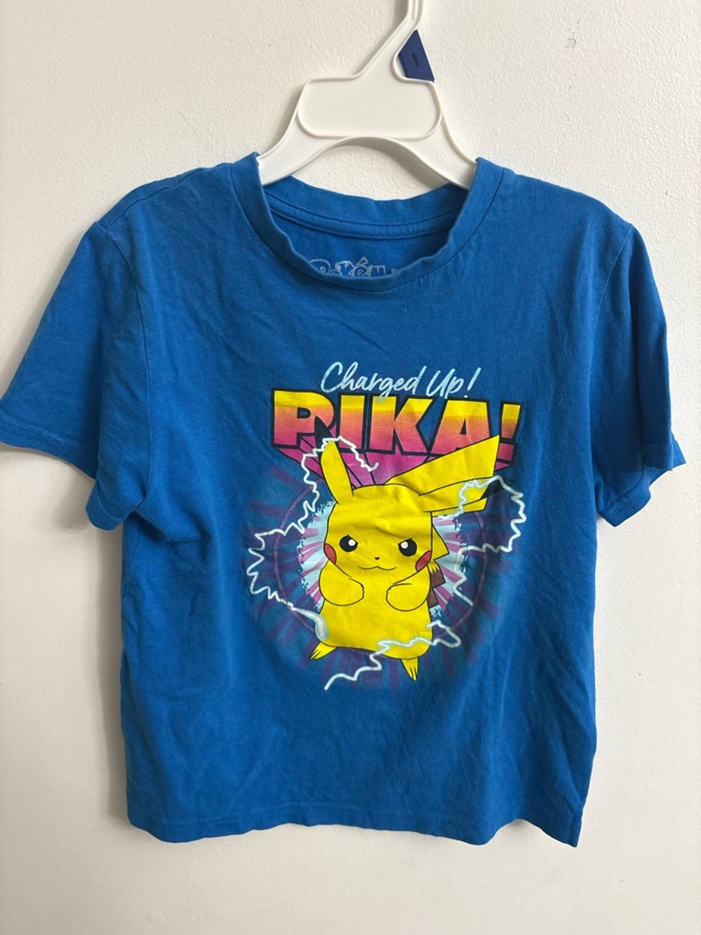 4/30$ Pikachu 'Charged Up!' Kids Graphic Tee - Blue 6 years